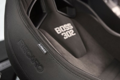 2013 Ford Mustang Boss 302 Coupe Front Seat Badge Detail